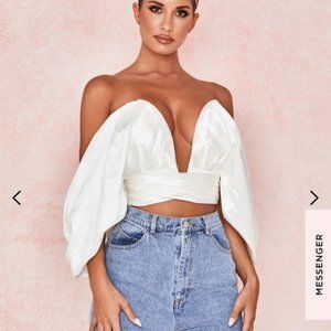 House of CB Elisetta off shoulder white corset top